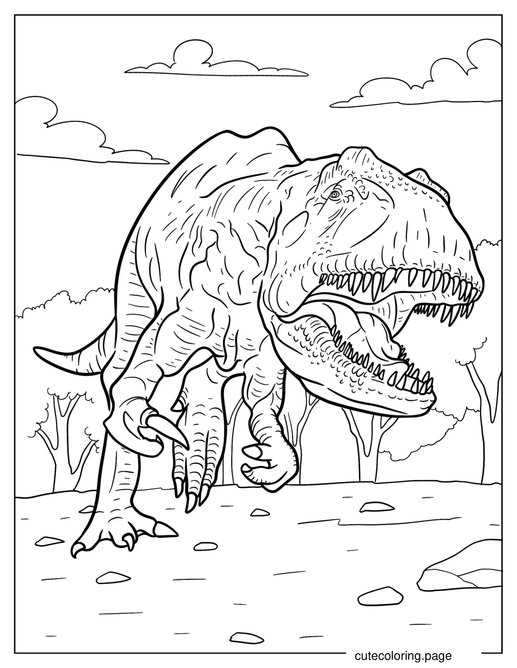 Close Up Of Allosaurus With Sharp Teeth coloring page