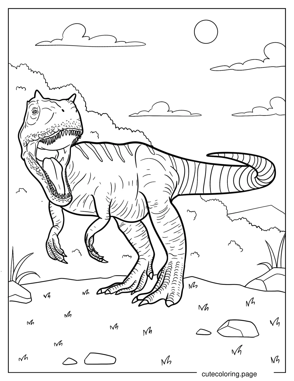 Scary Realistic Allosaurus Coloring Page coloring page