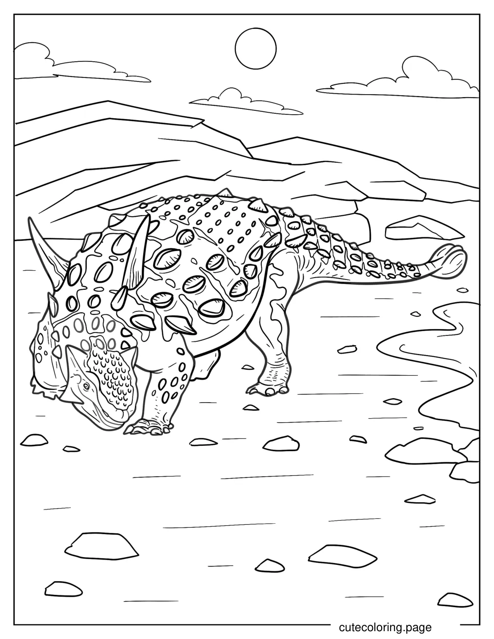 Detailed Ankylosaurus Coloring Page coloring page