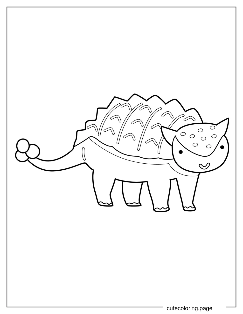 Kawaii Ankylosaurus Coloring Page For Preschoolers coloring page