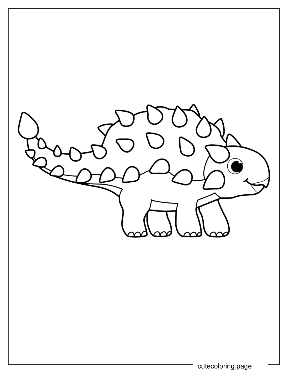 Kawaii Ankylosaurus Outline Coloring Sheet For Kids coloring page