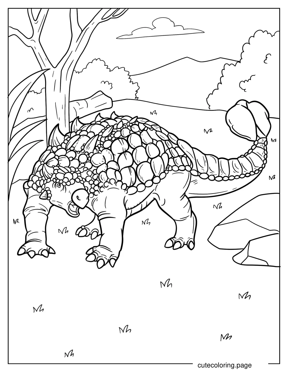 Scaly Ankylosaurus In The Forest coloring page