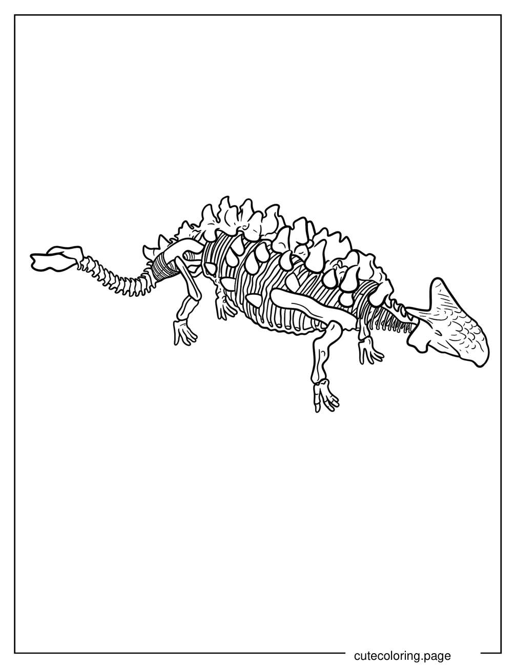 Simple Ankylosaurus Skeleton coloring page