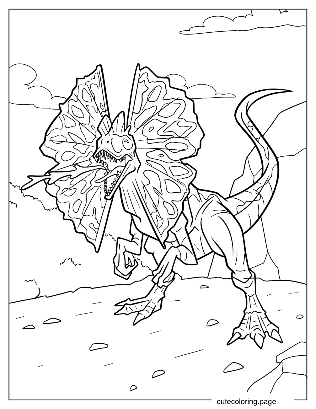 Angry Dilophosaurus Coloring Sheet coloring page