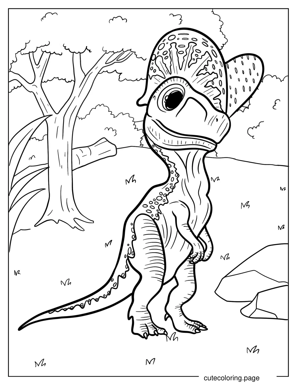 Baby Dilophosaurus With Large Head Crest Coloring Sheet coloring page