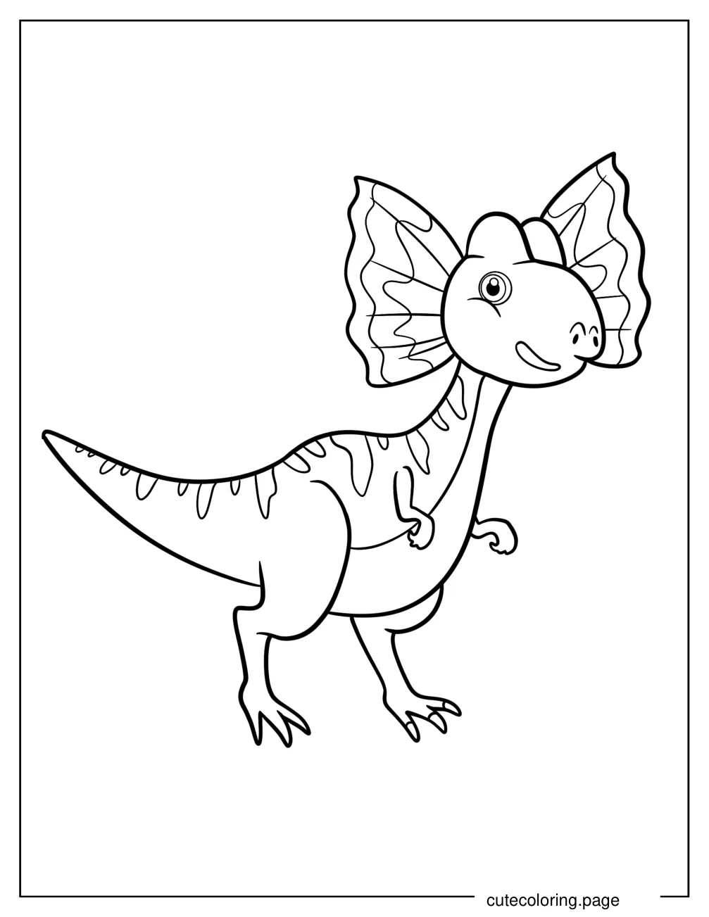 Cartoon Dilophosaurus Coloring Sheet For Preschoolers coloring page