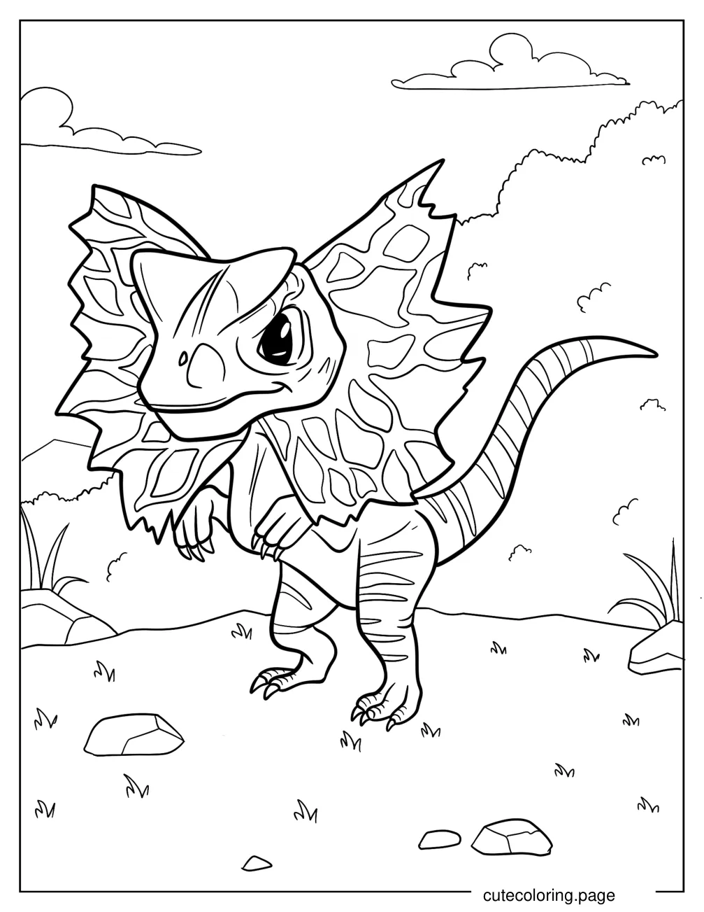 Cute Little Dilophosaurus Coloring Page For Kids coloring page