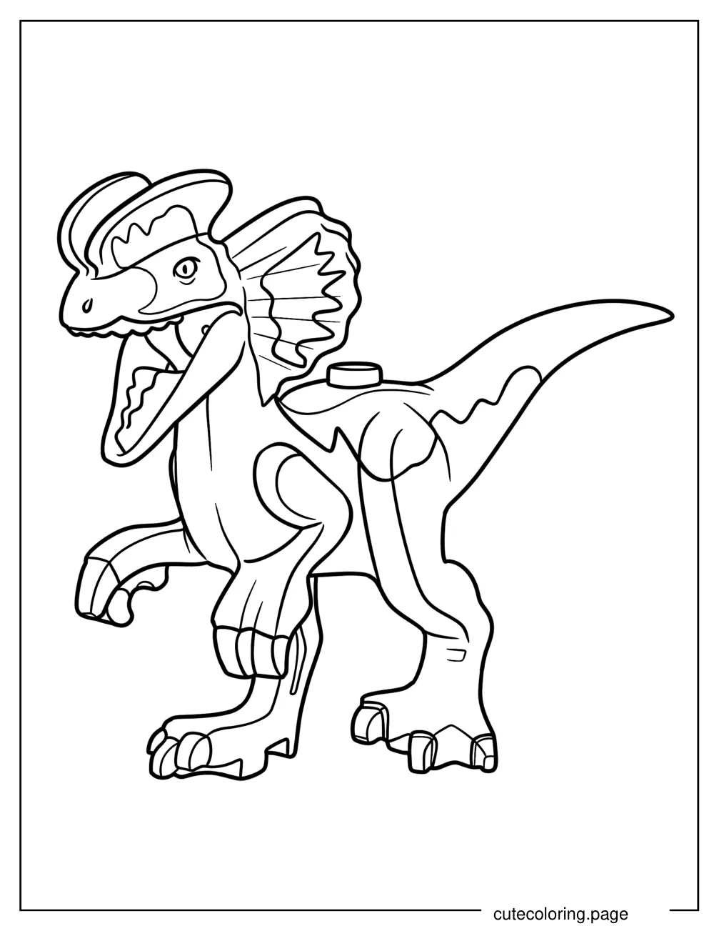 Easy Dilophosaurus Lego Coloring Page For Preschoolers coloring page