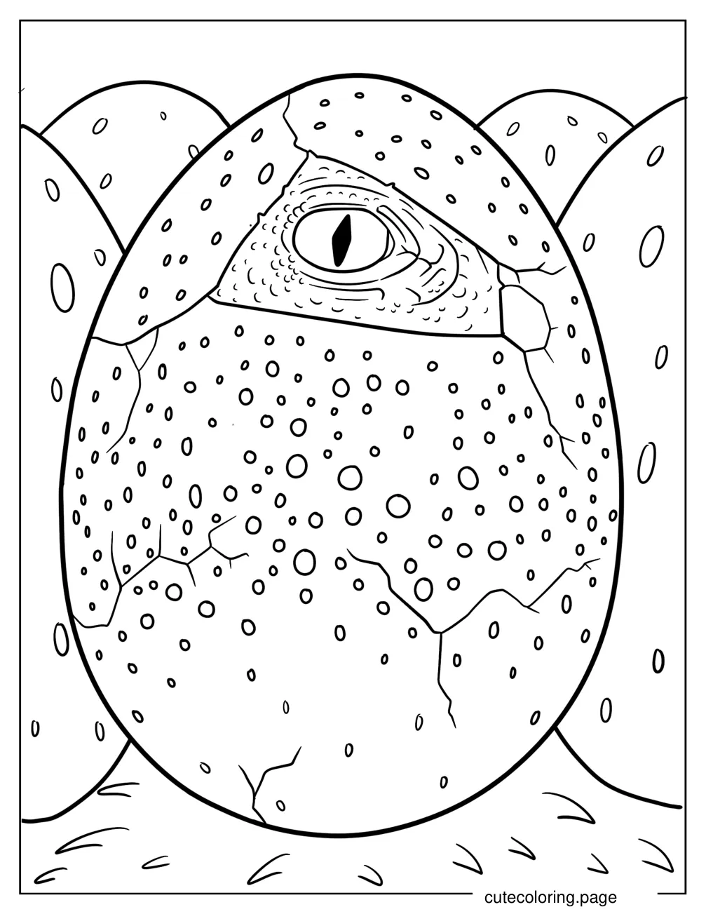 Dinosaur Eye Peeking Out Of Crack In Dinosaur Egg coloring page