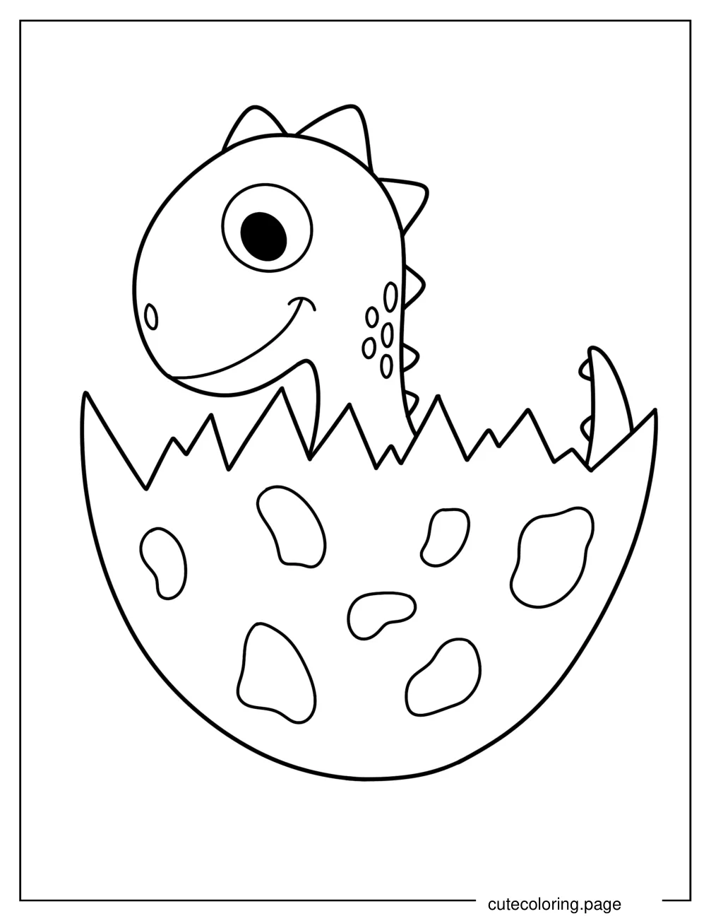 Easy Dinosaur Hatching From Egg Coloring Sheet For Preschoolers coloring page