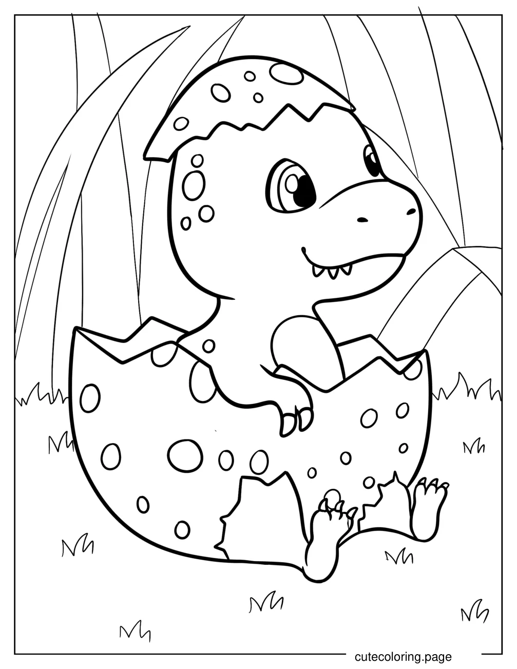 Hatchling Breaking A Dinosaur Egg Coloring Page coloring page