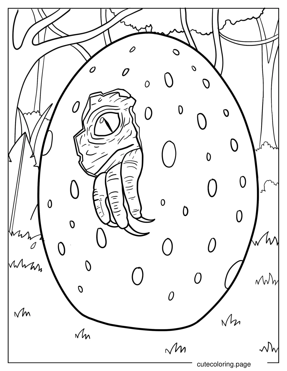 Hatchling Breaking Dinosaur Egg With Claws Coloring Page coloring page