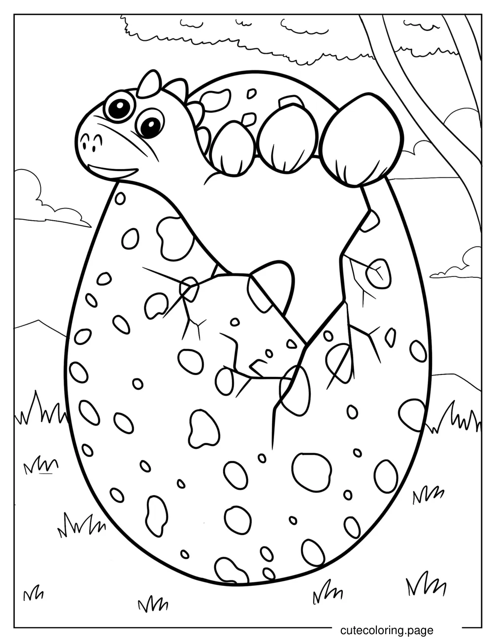 Stegosaurus Leaving Dinosaur Egg Coloring Page coloring page