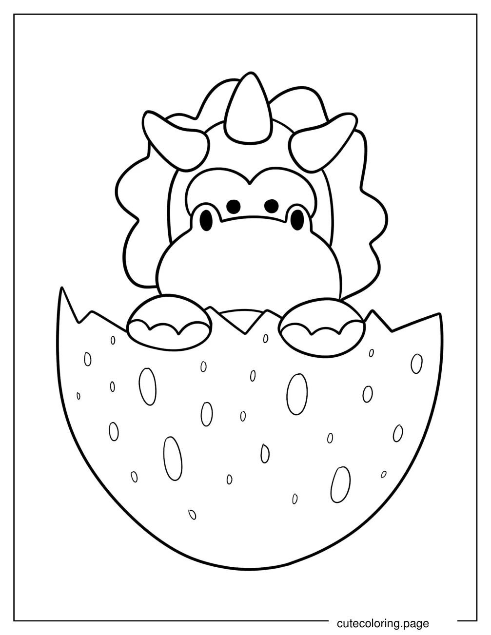 Triceratops Inside Dinosaur Egg Coloring Sheet For Preschoolers coloring page