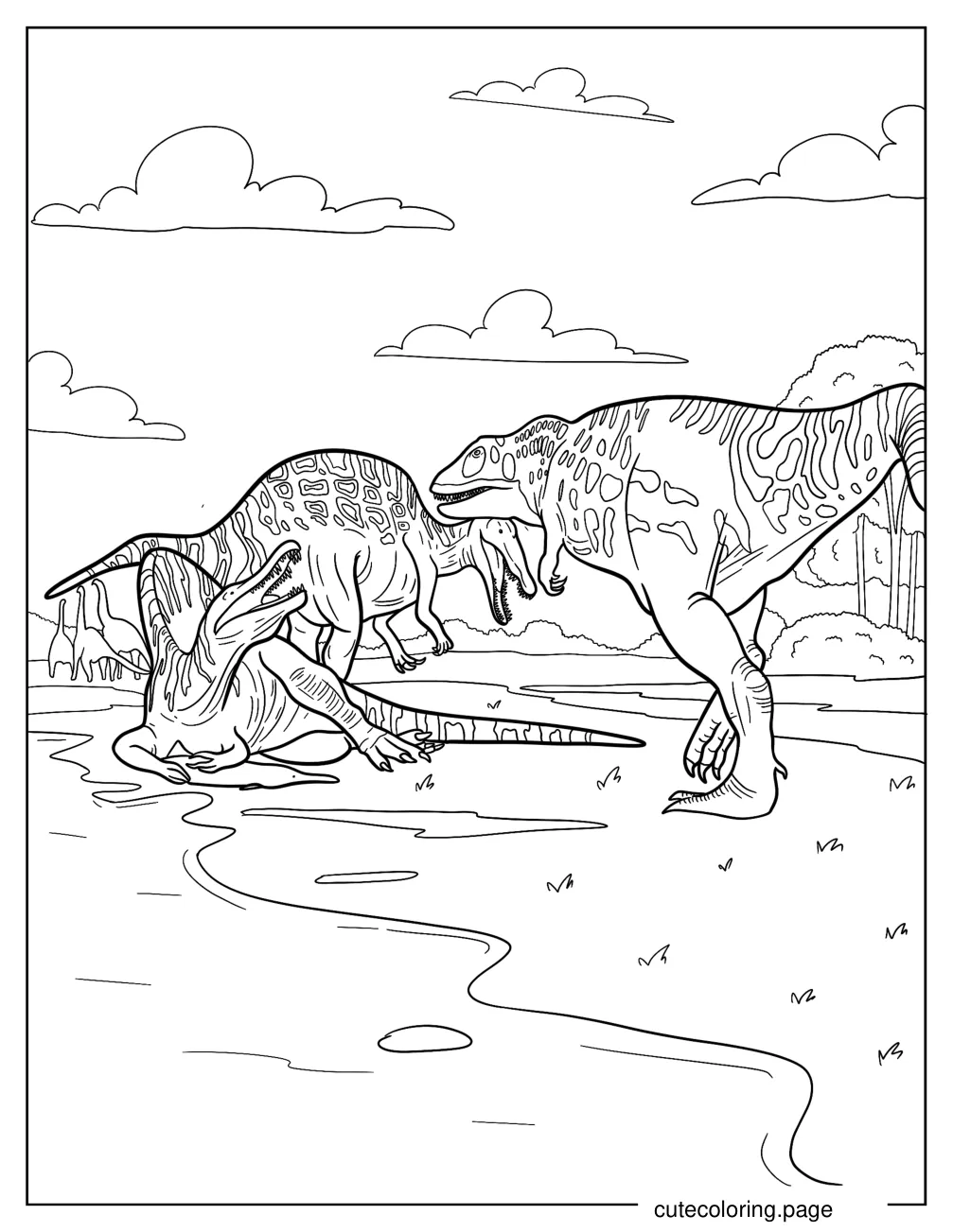 Gigantosaurus Catching Two Gigantosaurus Coloring Page  coloring page