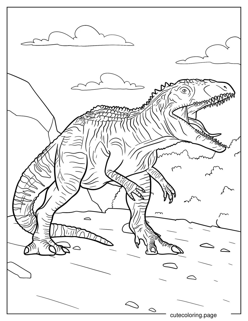 Terrifying Gigantosaurus With Scaly Skin Coloring Sheet coloring page