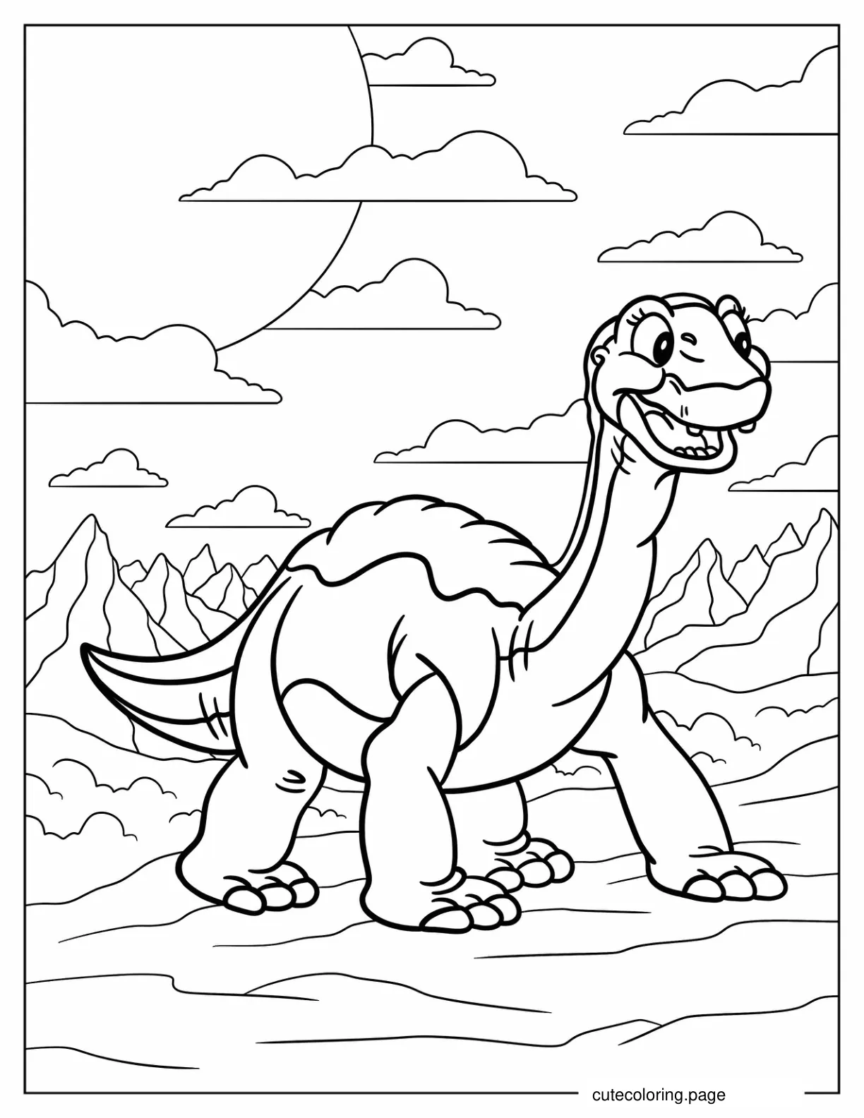 Adorable Littlefoot On A Rock Coloring Page coloring page