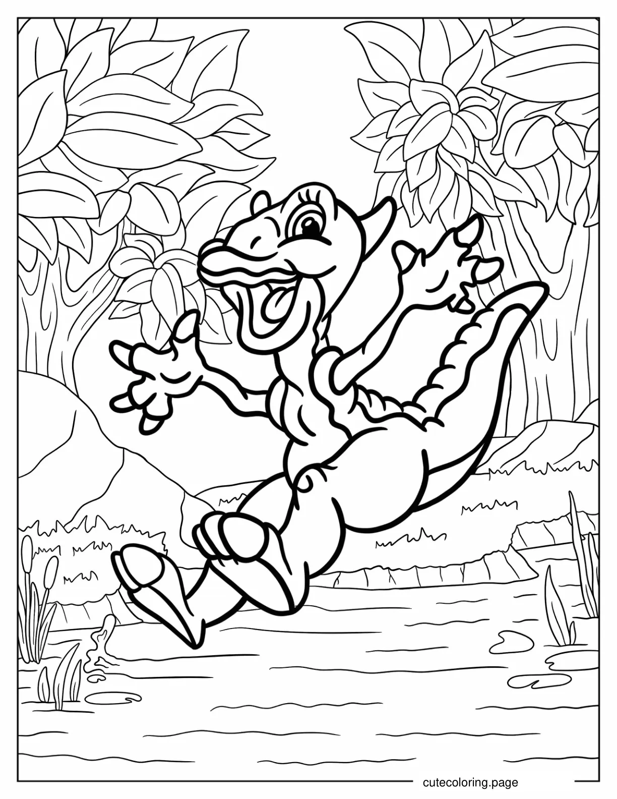 Land Before Time Ducky Jumping In The Air coloring page