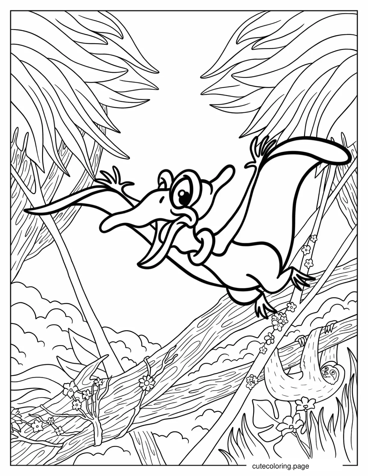 Petrie Flying In The Jungle Coloring Page coloring page