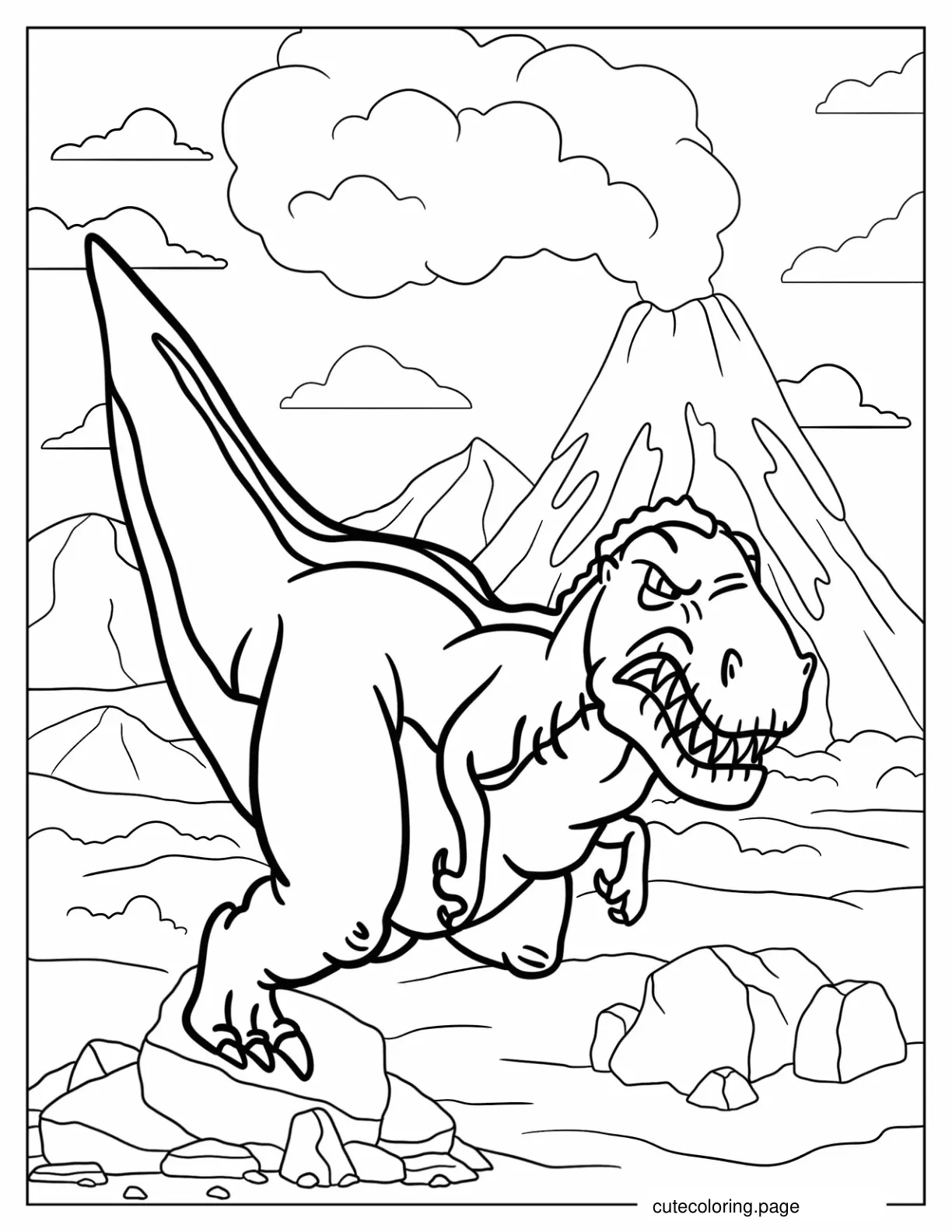 Scary Sharptooth Running Coloring Page coloring page