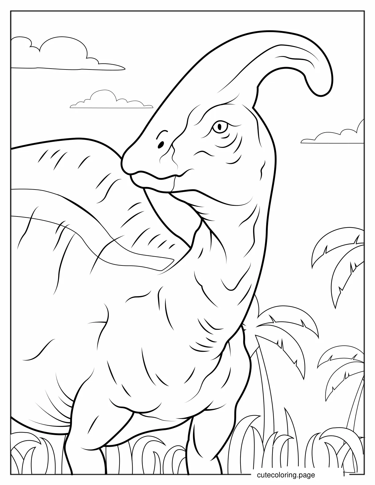 Simple Close Up Of Parasaurolophus coloring page