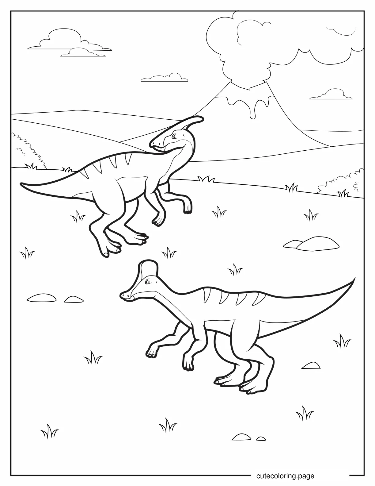 Two Young Parasaurolophus Coloring Page coloring page