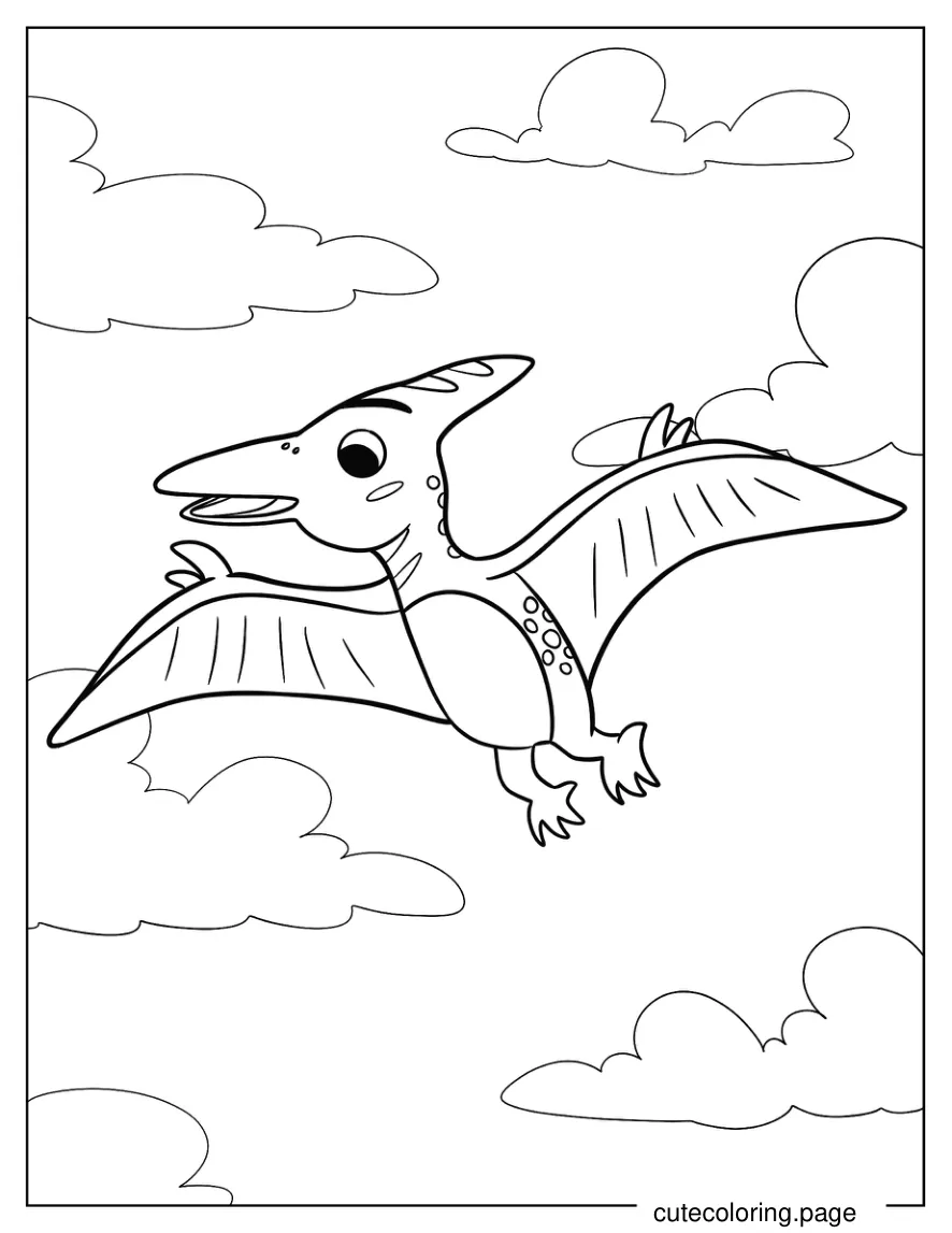 Cute Pterodactyl Coloring Sheet For Preschoolers coloring page