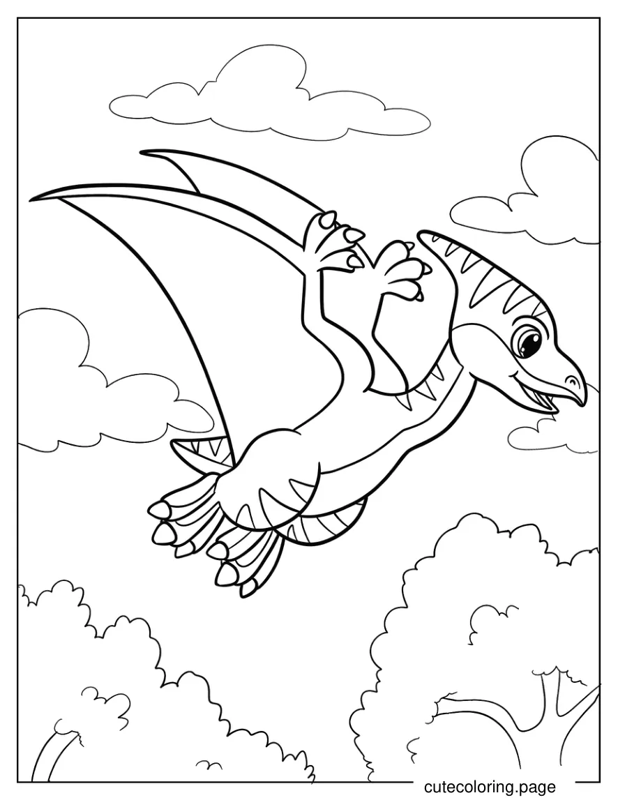 Kawaii Pterodactyl Coloring Page For Kids coloring page