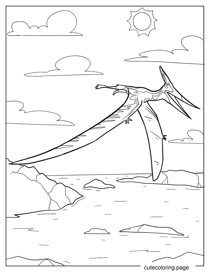 Large Pterodactyl Under The Sun Coloring Sheet coloring page