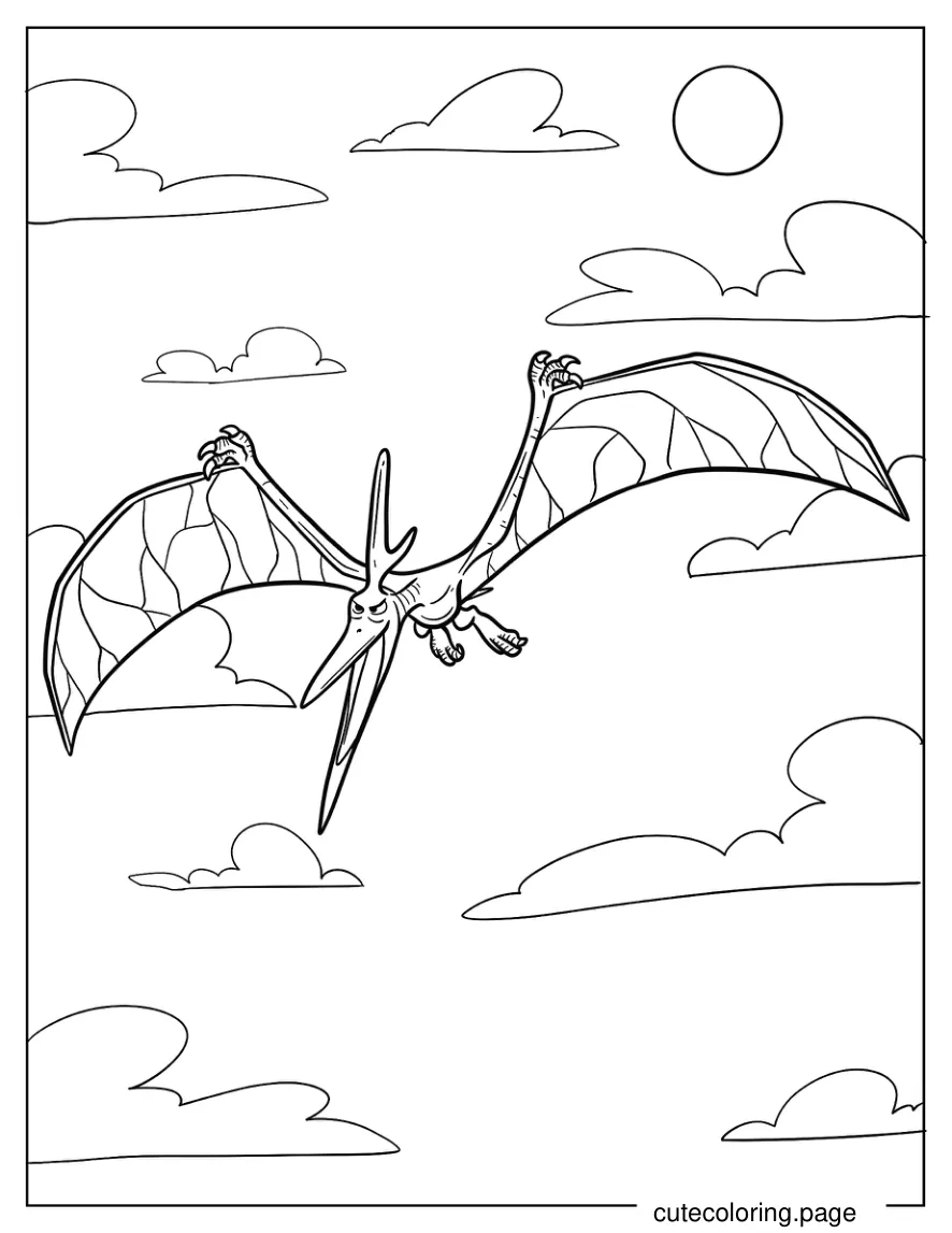 Pterodactyl About To Attack From The Sky Coloring Sheet coloring page