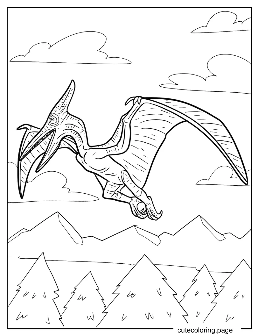 Scary Pterodactyl With Detailed Skin Coloring Page coloring page