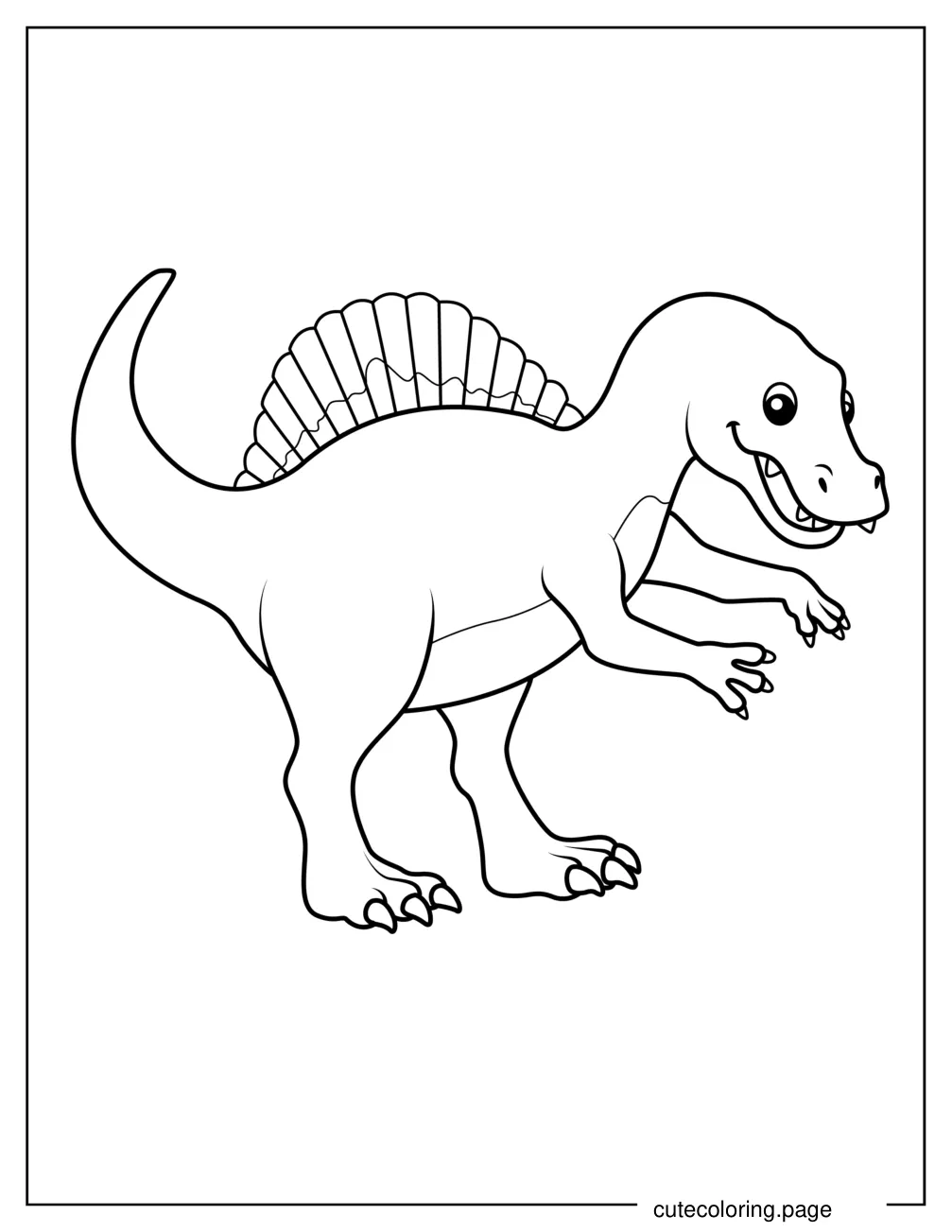 Kawaii Spinosaurus Coloring Page For Preschoolers coloring page