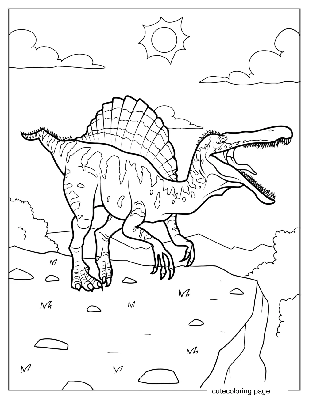 Mega Spinosaurus Outline Coloring Page coloring page