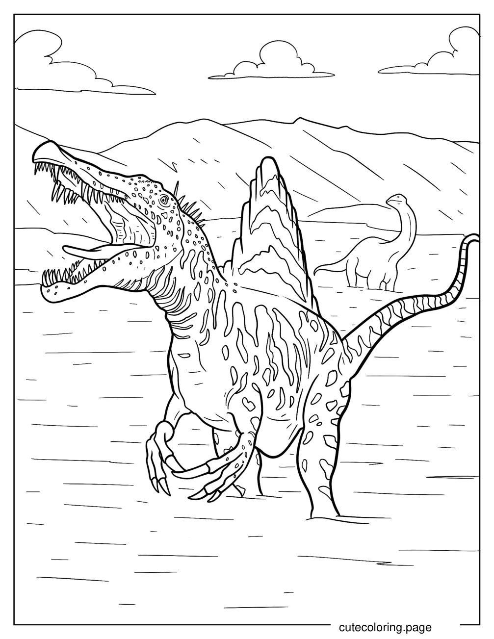 Realistic Spinosaurus With Textured Skin coloring page