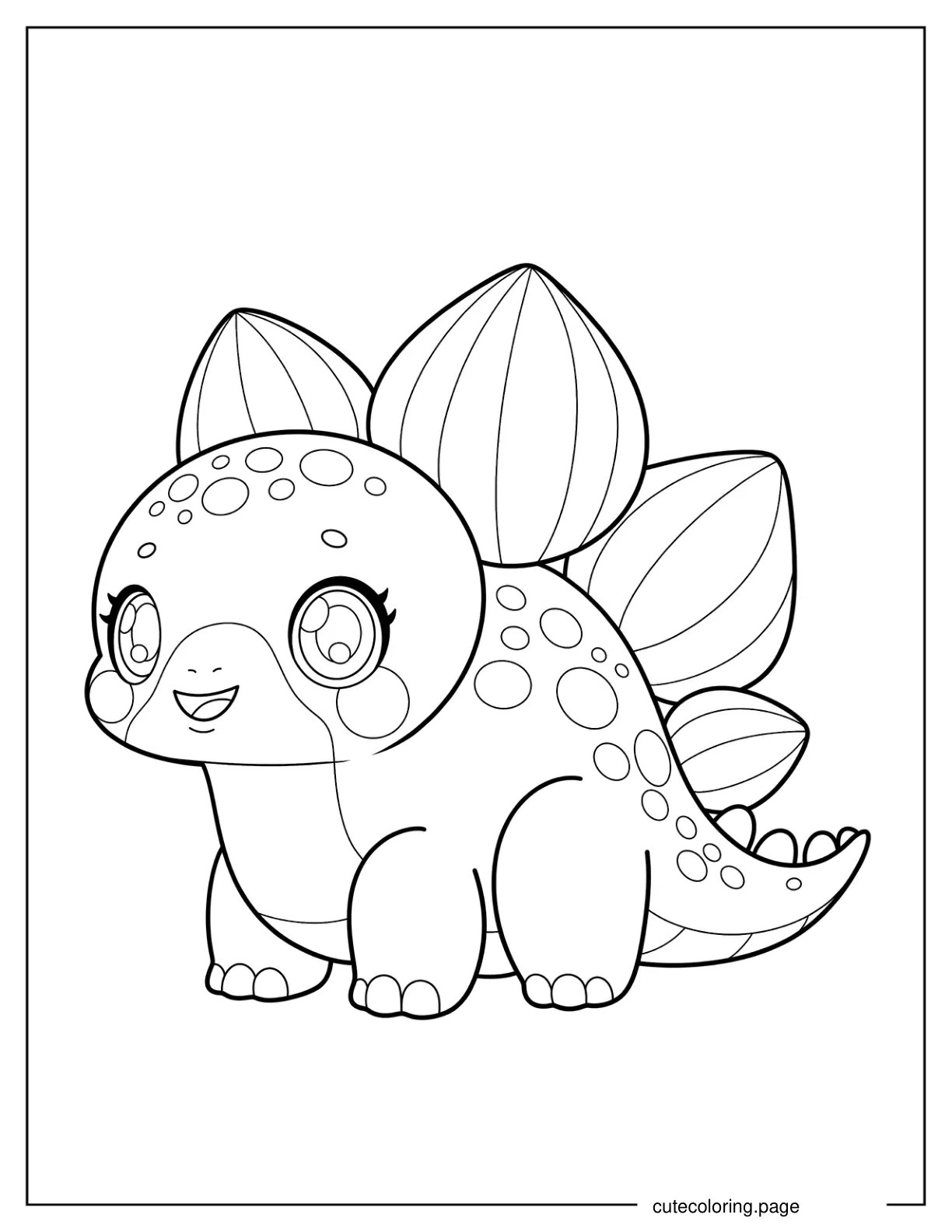 Kawaii Chibi Stegosaurus Coloring Page For Preschoolers coloring page