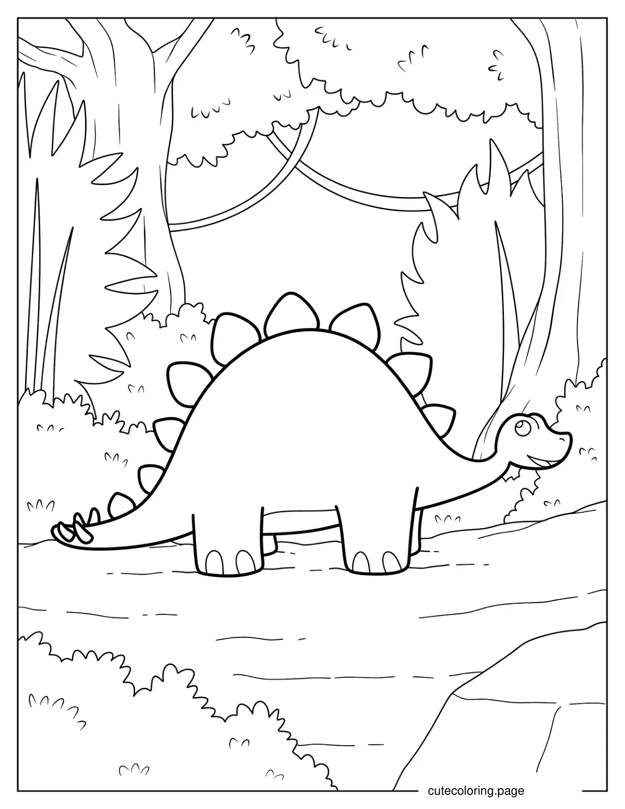 Simple Stegosaurus Coloring Page For Kids coloring page