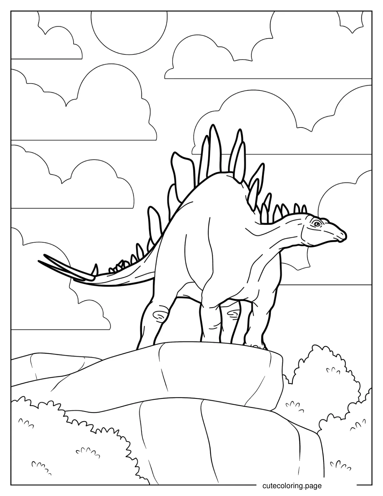 Stegosaurus Standing On Edge Of Cliff coloring page